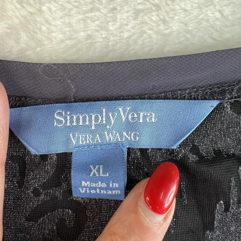 Simply Vera Wang XL Velvet Burnout Tunic Top Fairy Grunge Whimsigoth Fairycore - Picture 5 of 11